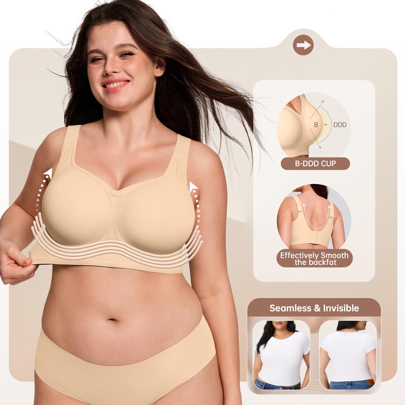 Plus Size Wireless Bra for Wom - Underwire Bra Padded avaliação e preço