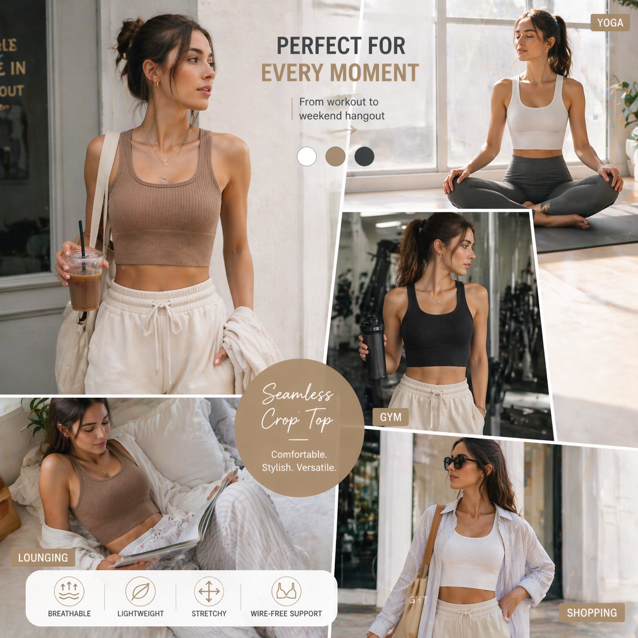 Women Seamless Ribbed Crop Top - T Shirt Bra Seamless avaliação e preço