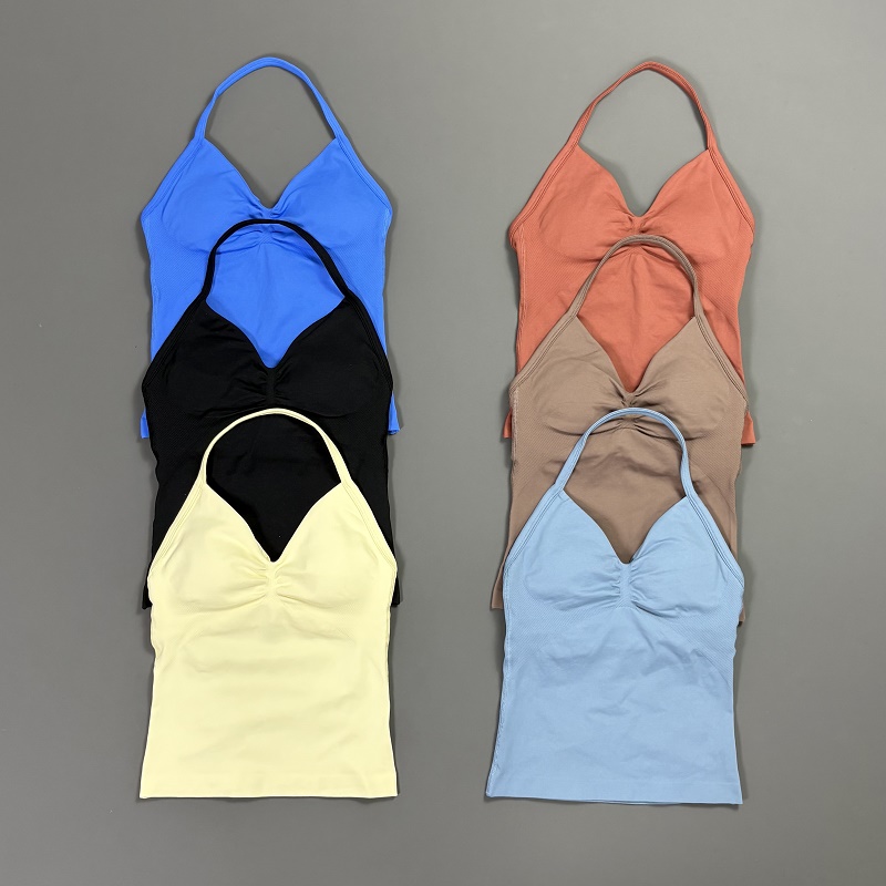 Sports Tank Top Women Halter V - T Shirt Bra Seamless avaliação e preço