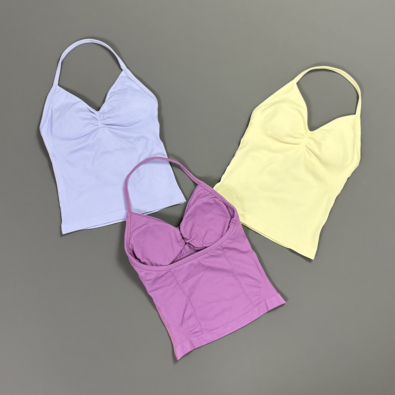 Sports Tank Top Women Halter V - T Shirt Bra Seamless avaliação e preço