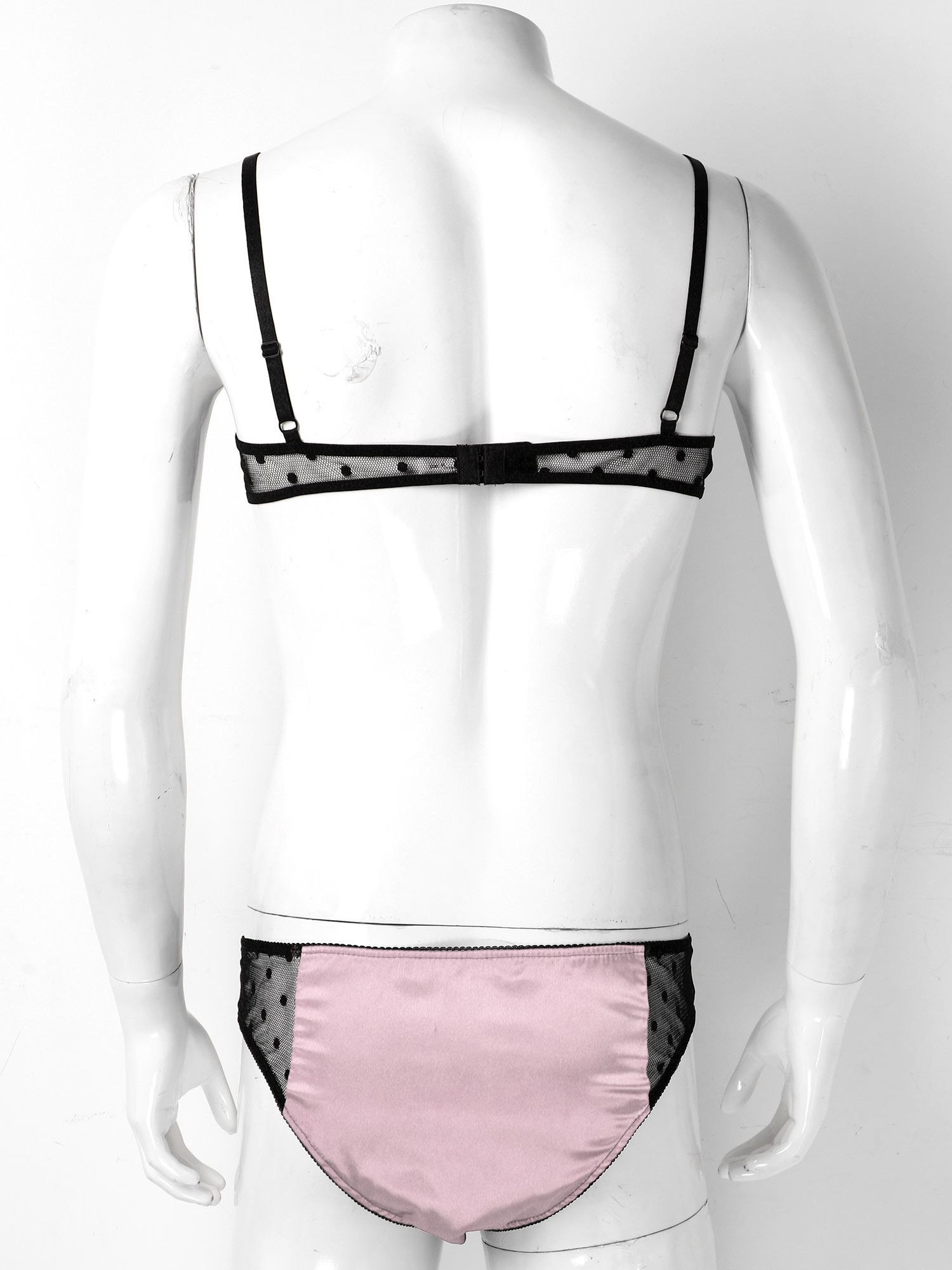 Men Satin Lingerie Suit Sissy  - Sheer Mesh Bra avaliação e preço