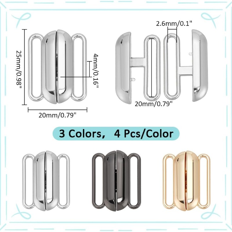 12 Sets 3 Colors Front Closing - Nursing Bra Clip avaliação e preço