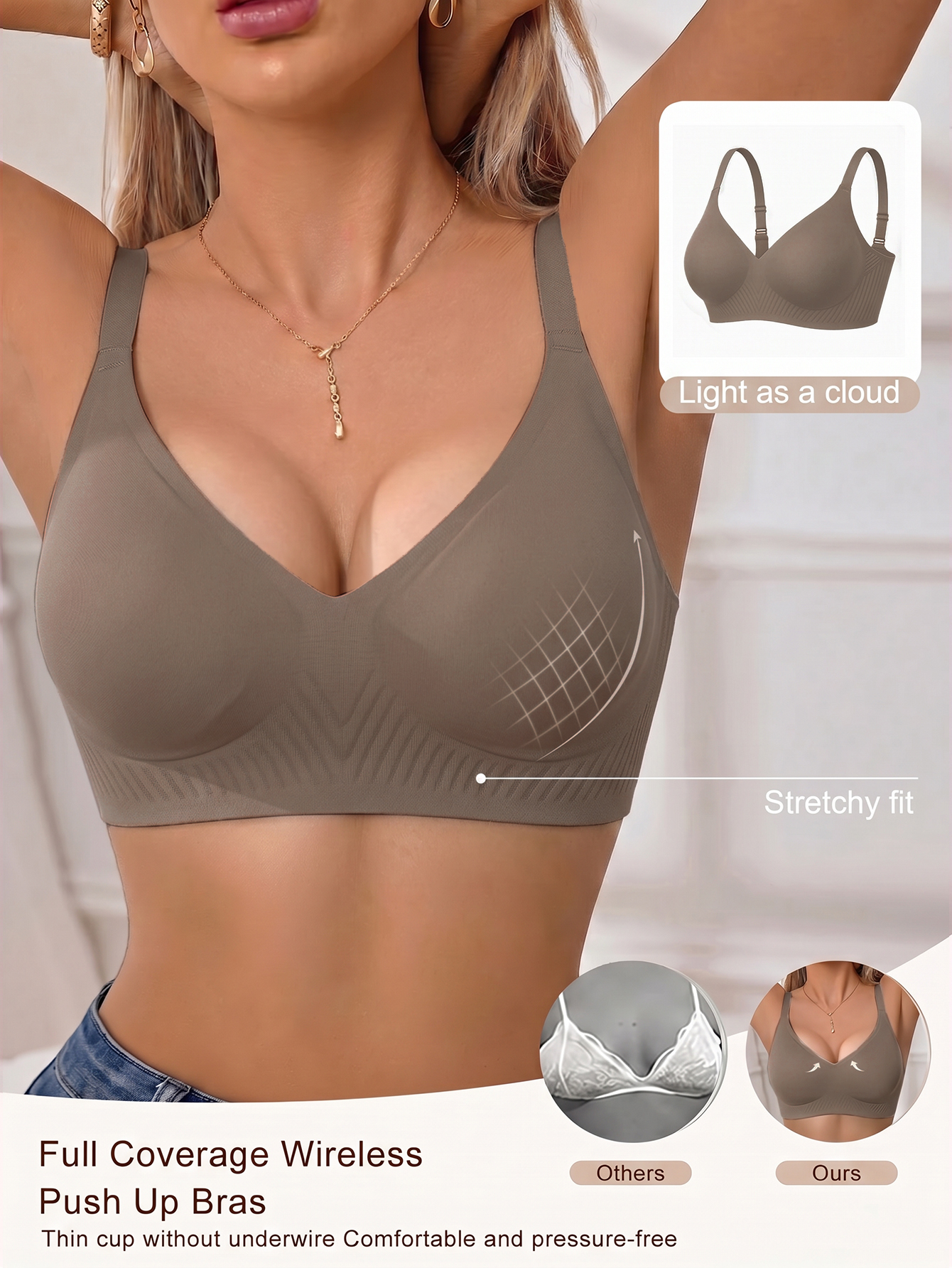 Full Coverage Push Up Jelly Su - Underwire Bra Padded avaliação e preço