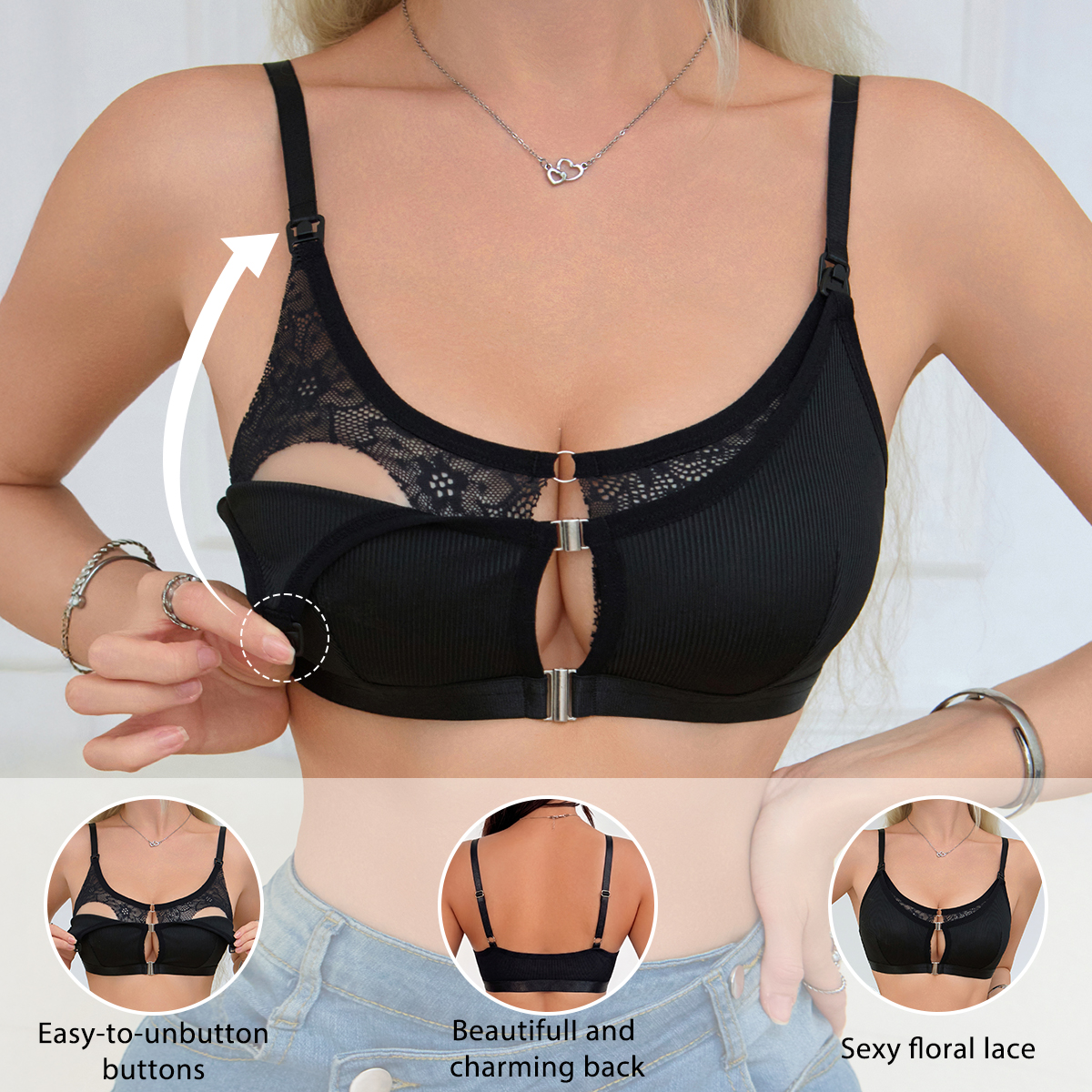 Black Comfortable Front Clasp  - Nursing Bra Clip avaliação e preço