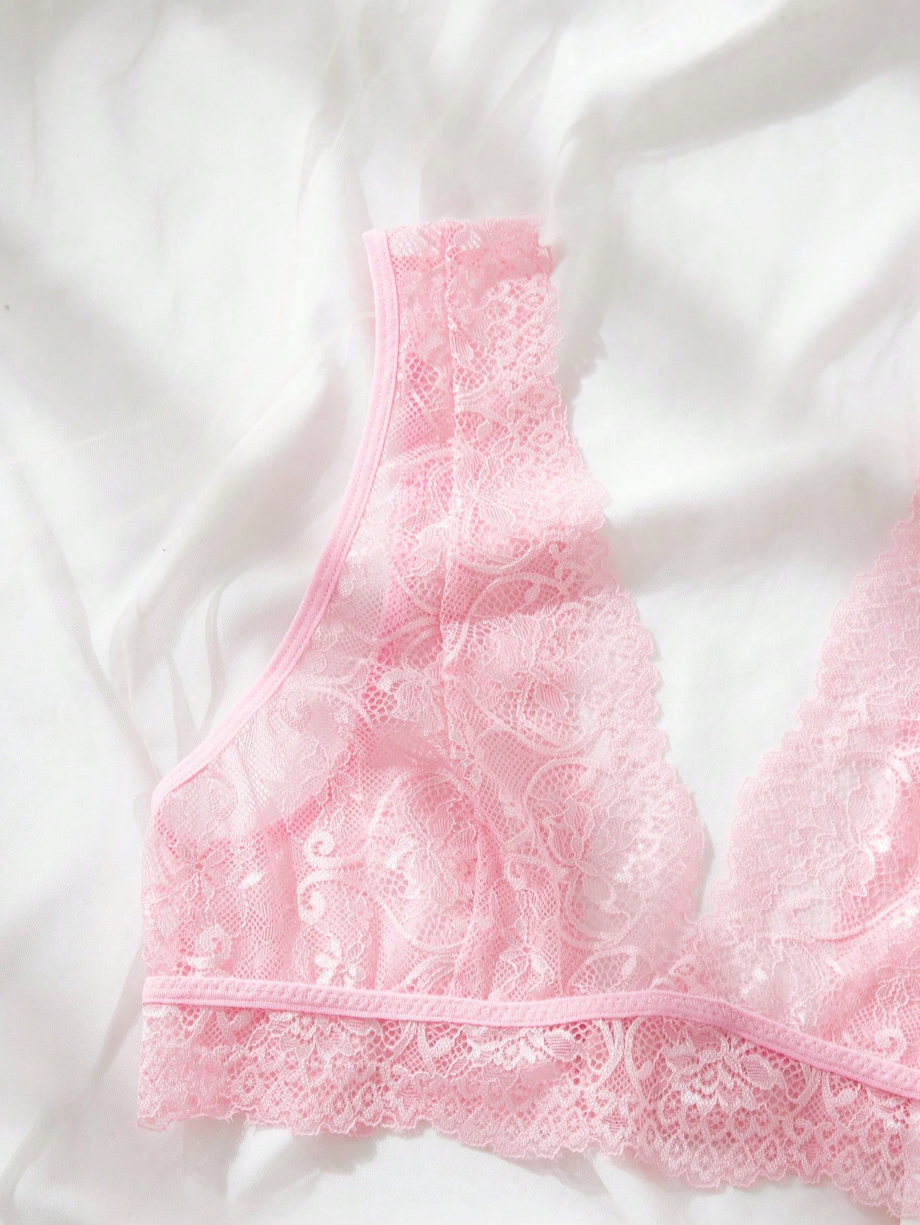 Pink Lace Lingerie Set Sheer F - Lace Bralette Set avaliação e preço