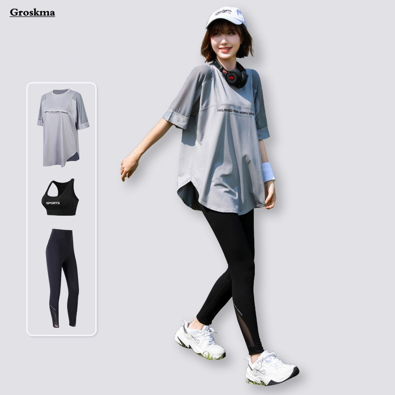Mesh Loose T Shirt+Bra+Legging - T Shirt Bra Seamless avaliação e preço
