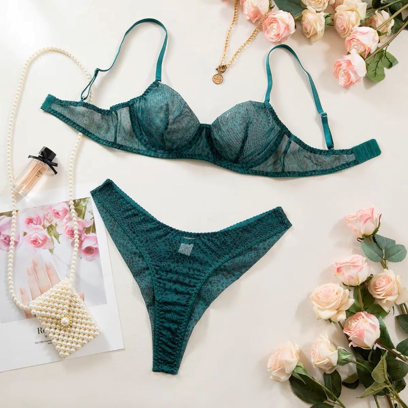 2pcs/Set Woman Lingerie Gather - Sheer Mesh Bra avaliação e preço