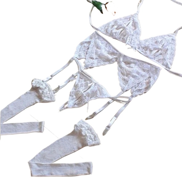Lace Women Lingerie Set 4 Pcs  - Sheer Mesh Bra avaliação e preço
