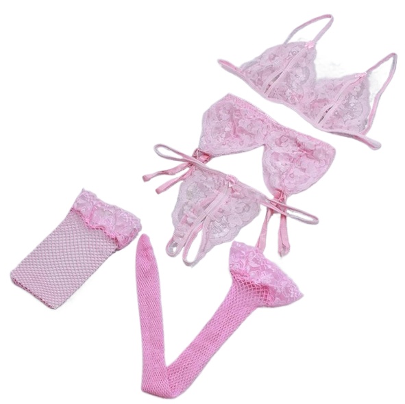 Lace Women Lingerie Set 4 Pcs  - Sheer Mesh Bra avaliação e preço