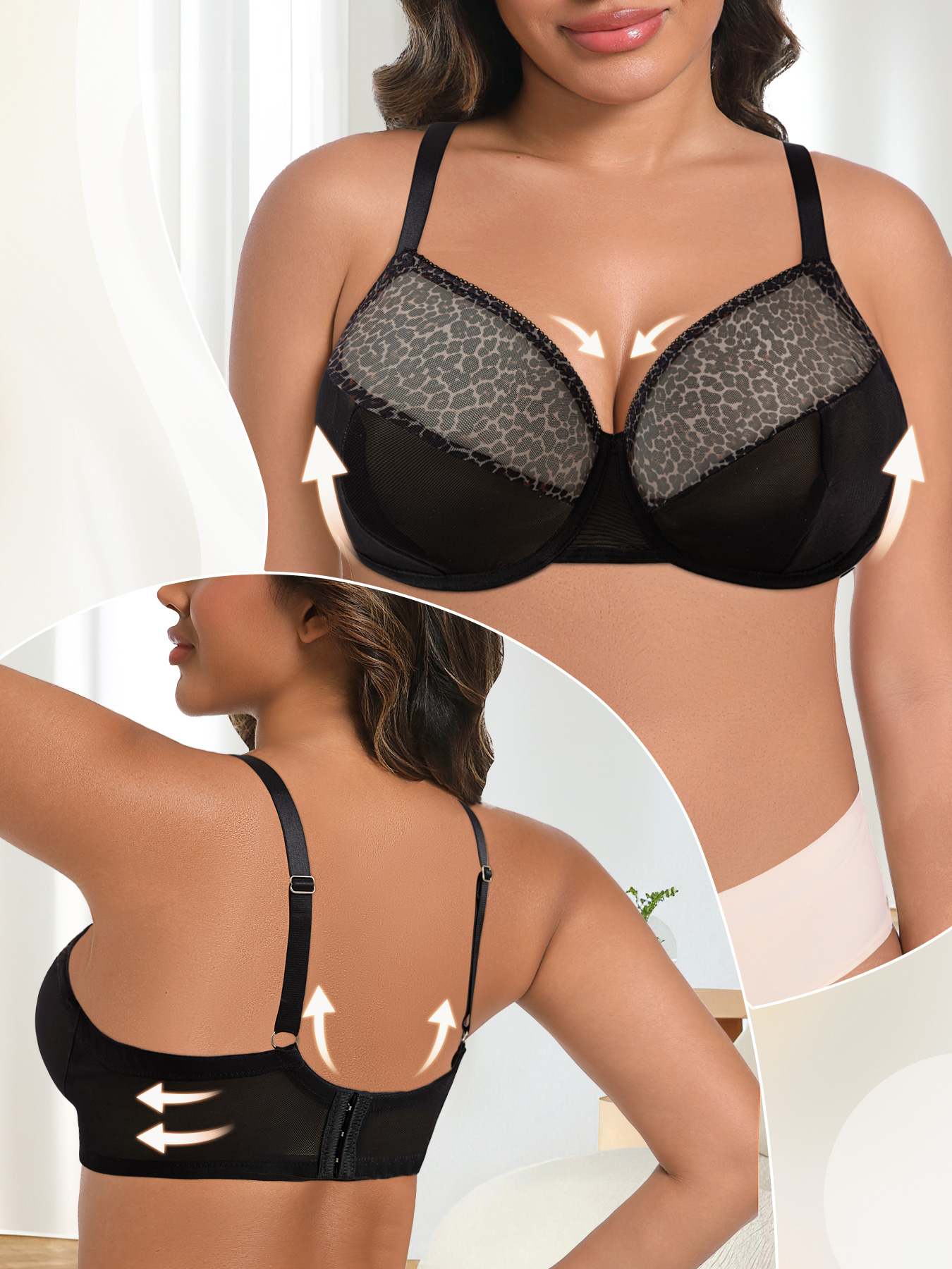 Plus Size Sexy Leopard Print & - Sheer Bra Lace avaliação e preço