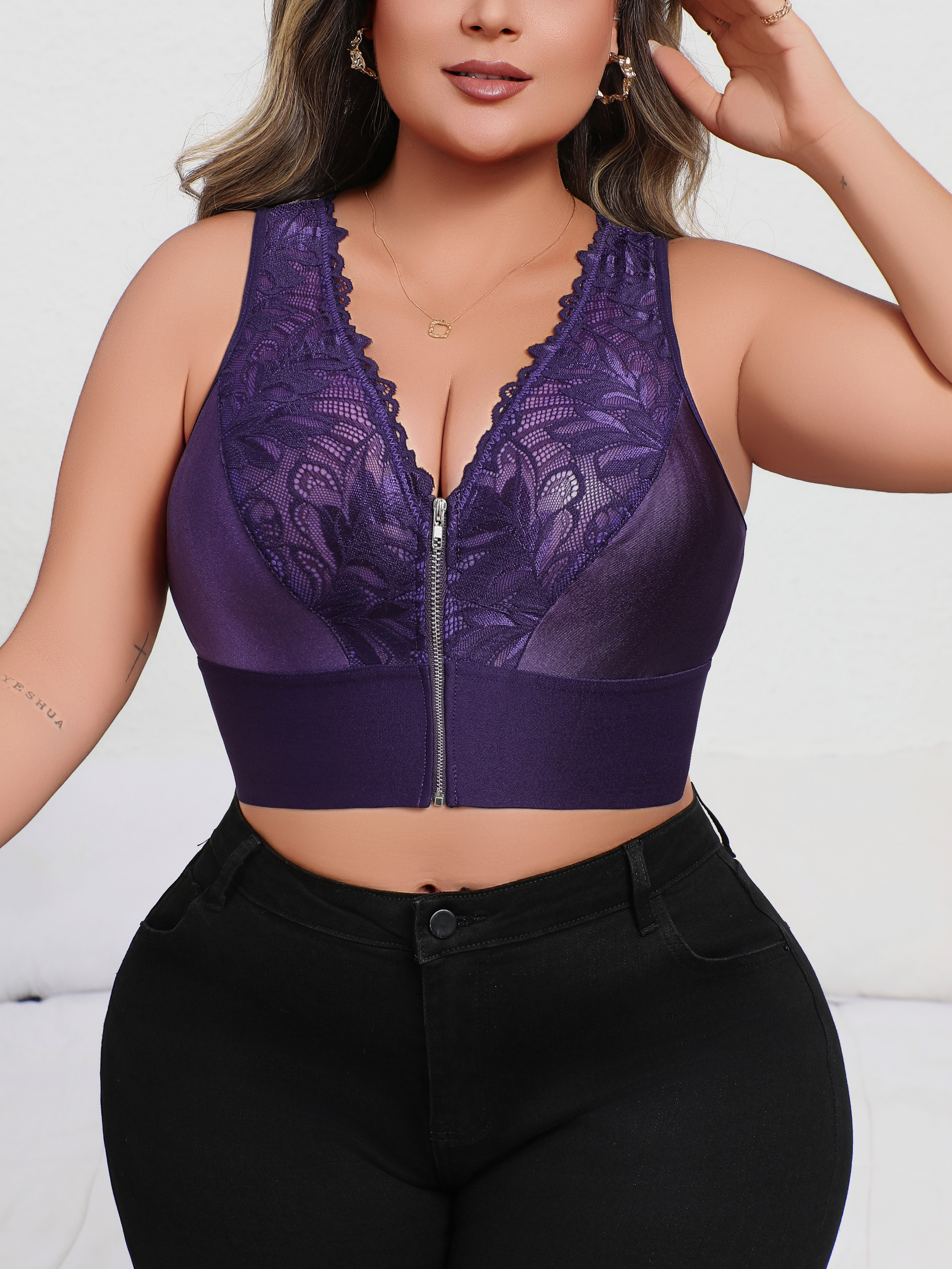 New Arrival Plus Size Sexy Pur - Plunge Bra Push Up avaliação e preço
