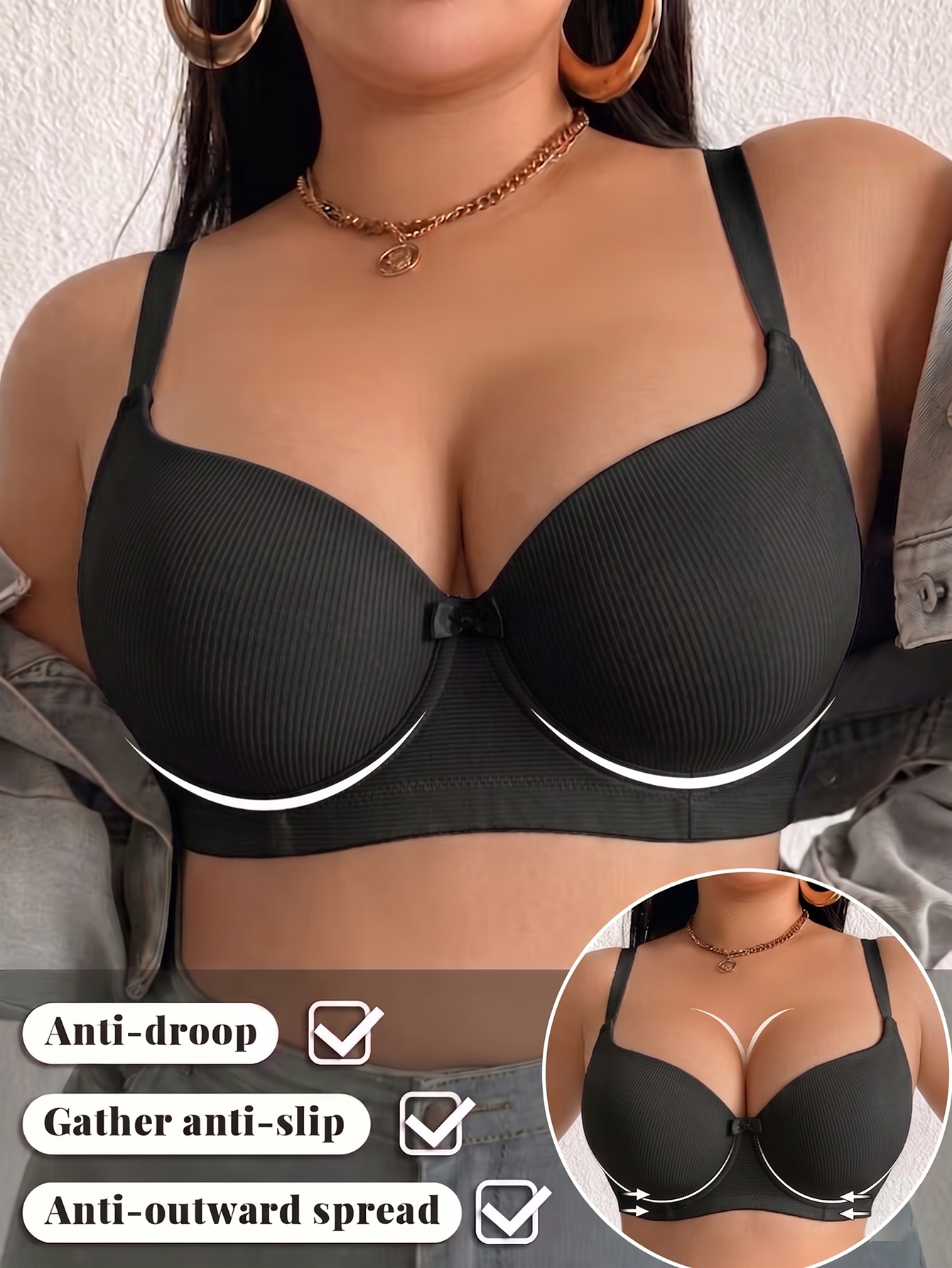 Plus Size Ribbed Women Bra Thi - Minimizer Bra Women avaliação e preço
