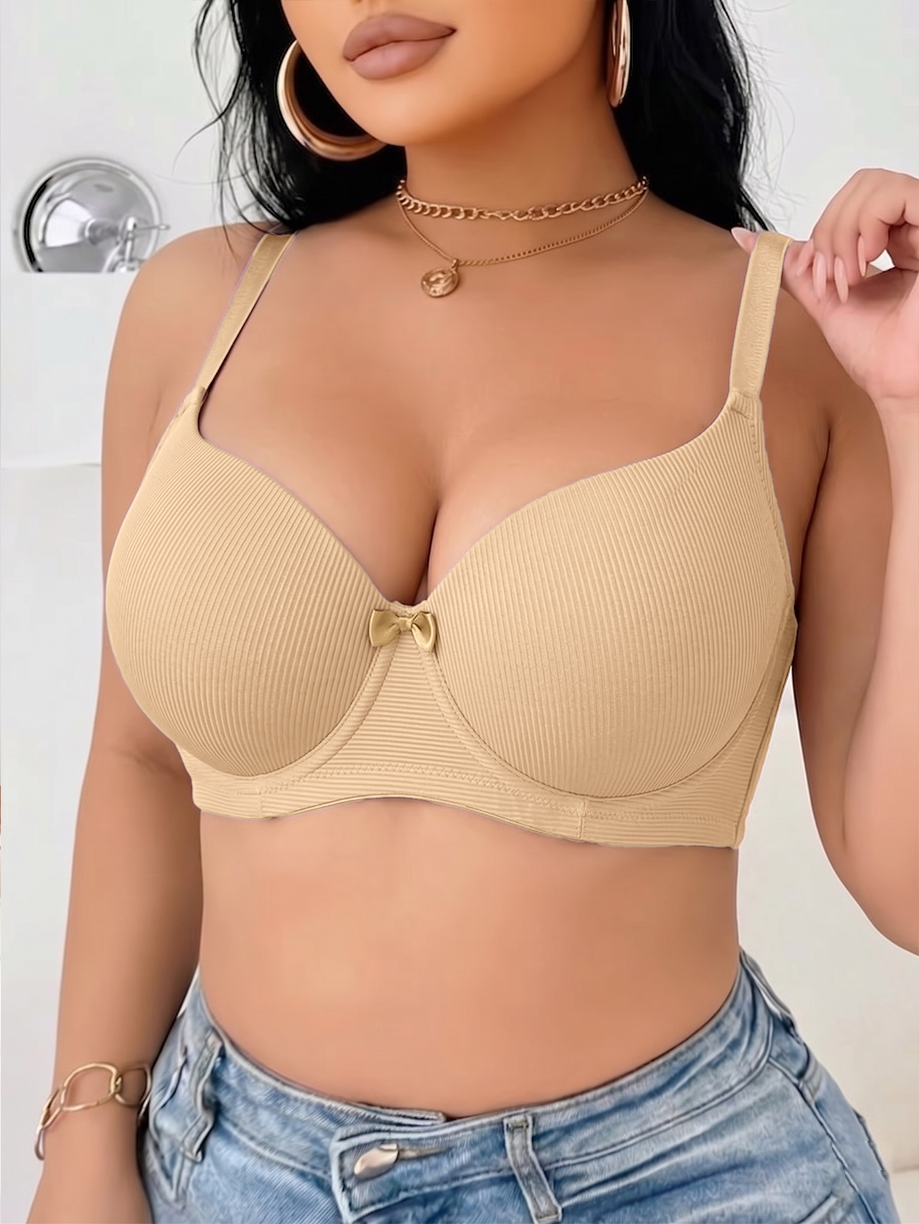 Plus Size Ribbed Women Bra Thi - Minimizer Bra Women avaliação e preço