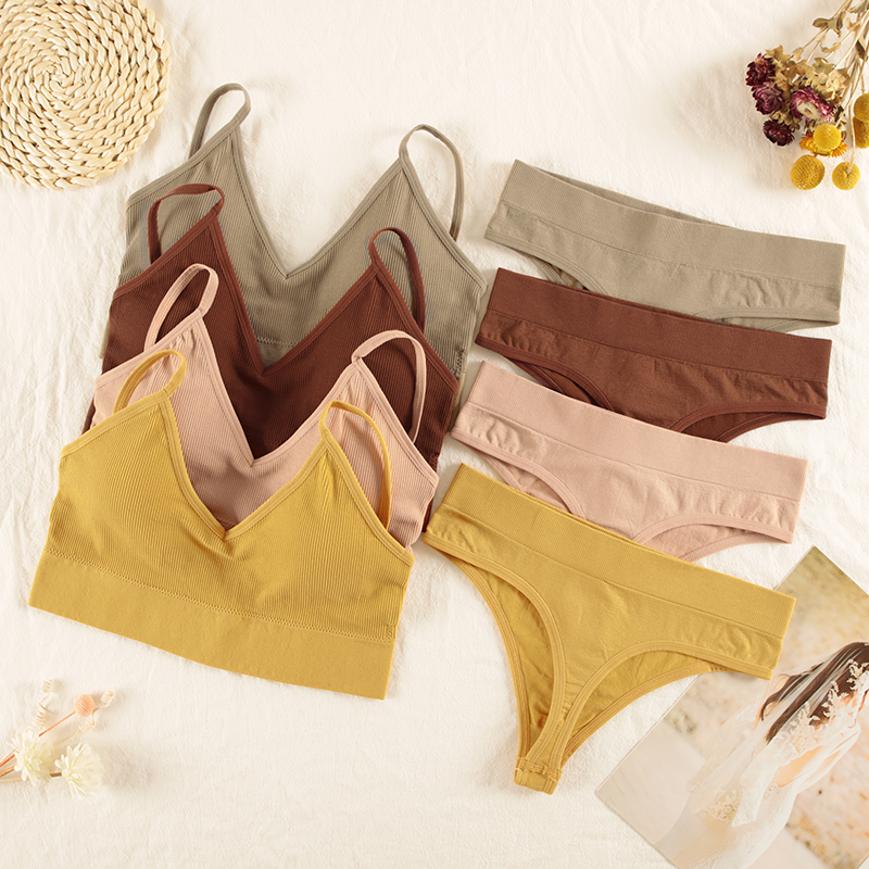 CHRLEISURE Women Underwear Set - T Shirt Bra Seamless avaliação e preço